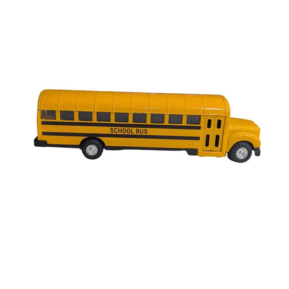 Schylling Die-Cast Metal School Bus Toy Yellow w/ Stop Sign Vintage Style - Picture 4 of 8